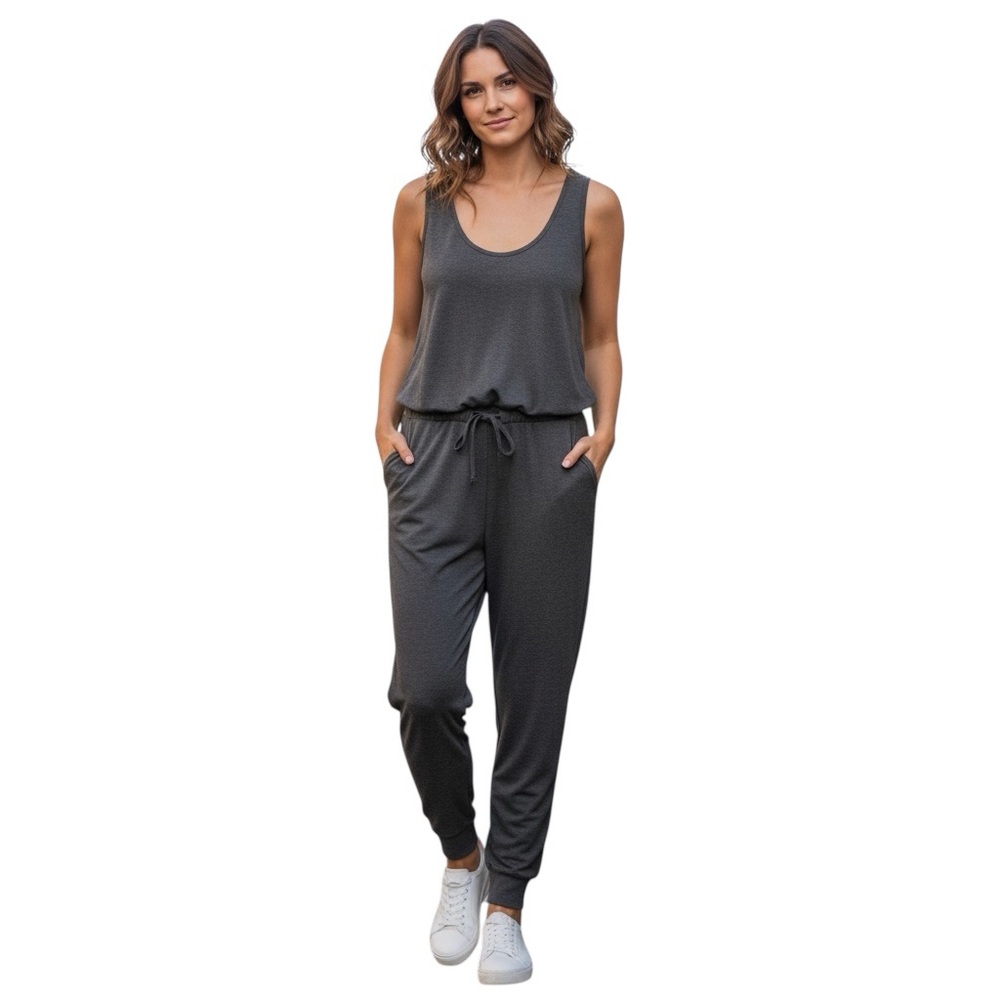 Grace & Lace Women’s Tank Top Jumpsuit Charcoal Gray Size Large‎